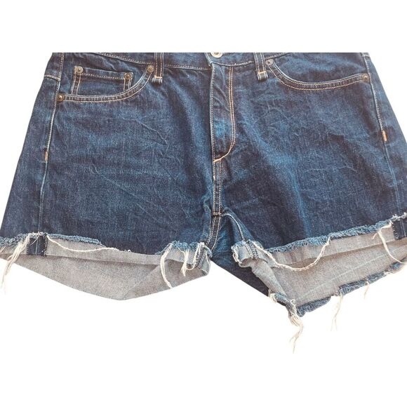 Rag & Bone Wrinkle Dark Wash Cuffed Denim Shorts - Picture 2 of 9